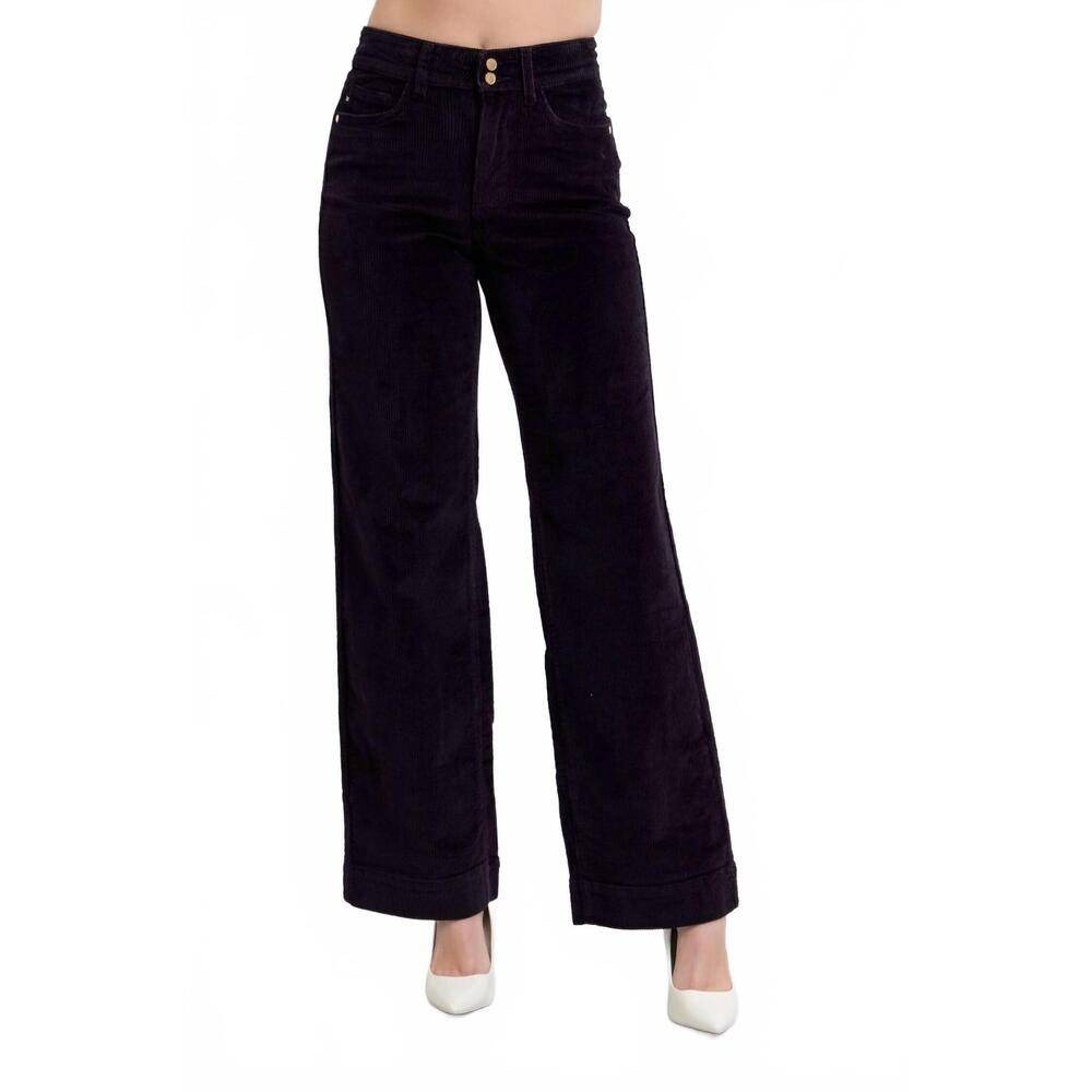 Judy Blue Wide Leg Corduroy Pants High Rise Black Stretch Women 11/30